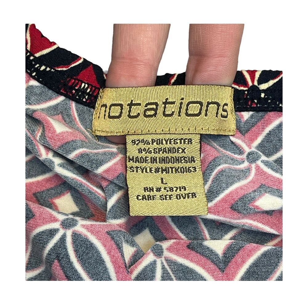 Notations A-Line Skirt Women's Large Multicolor Batik Kawung Print Ruffle Hem - Picture 3 of 6